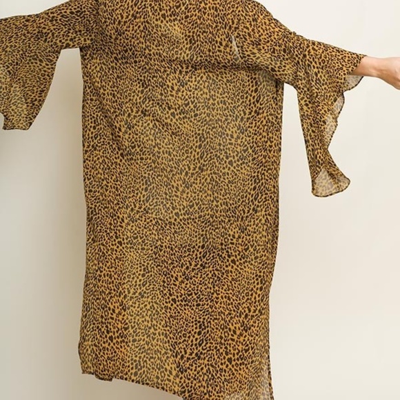 NWT Umgee Leopard Print Sheer Kimono Cardigan - Picture 6 of 8